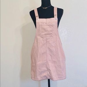 Pink Velvet Overalls Dress
